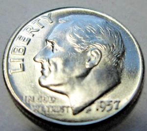 1957 Roosevelt Dime Philadelphia Mint Uncirculated - Picture 1 of 2