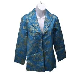 NWT Chico's 0 Persian Jacket Womens S Asian Kimono Blazer Gold Foil #n1 - Picture 1 of 10