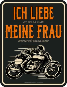 Biker-Schild Ich liebe meine Frau - Motorrad Sprüche-Blechschild Männer-Geschenk - Bild 1 von 1