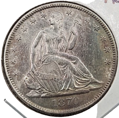 1870 Seated Liberty Half Dollar | GEM CHOICE ALMOST UNCIRCULATED (AU++) - Image 1 of 2