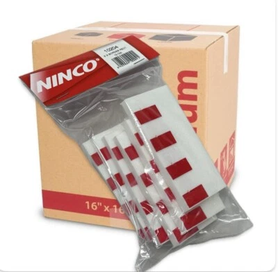 CASE NINCO #10204 Exterior Recto 100 MM Borde/Berm, Blanco y Rojo (100pk) - NUEVO Foto 1 de 4