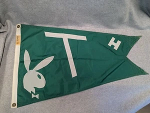 Vtg Nylon Beaver Yacht Flags Nautical Boat Banner Playboy Bunny Logo Icon Mascot - Picture 1 of 3