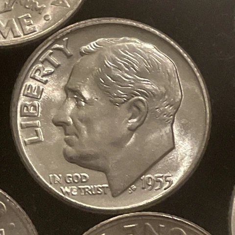 1955 S ROOSEVELT DIME BU UNCIRCULATED ROLL Cover