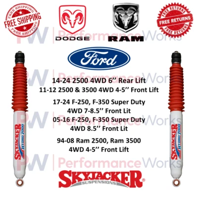 Skyjacker Hydro Shock Absorber Pair For Dodge Ram 2500 3500 & Ford F250 F350 SD - Image 1 of 4