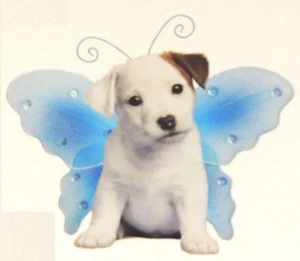 Calcomanía JACK RUSSELL CACHORRO-ALAS por Keith Kimberlin una pegatina de 5"x5" - Imagen 1 de 2