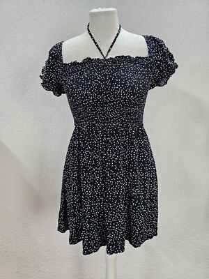 EK6198 Damen Jumpsuit von FB Sister, schwarz, weiß gepunktet, gr. S - Bild 1 von 4