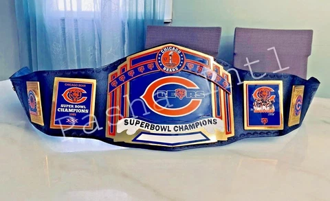 Superbowl Chicago Bears Championship Leather title belt Adult size 2mm 4mm Cover