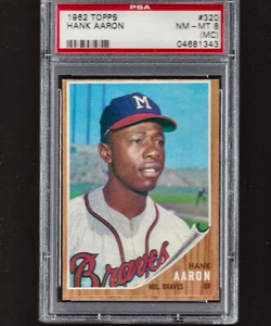 ⚾ 1962 TOPPS #320 HANK AARON PSA 8 casi nuevo-como nuevo Braves Salón de la fama ¡Solo 33 grados más alto! - Imagen 1 de 3