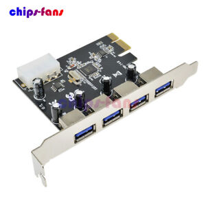 Adaptateur carte d'extension 4 ports PCI-E vers USB 3.0 HUB PCI Express 5 Gbit/s vitesse NEUF