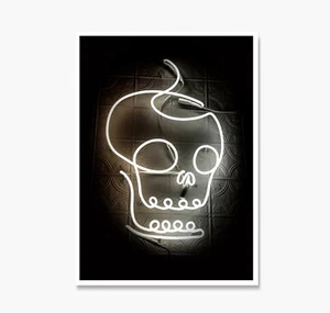Skull Neon Print, Man Cave Art Poster, Skull Art, Teenage Boy Room, Skull Poster - Picture 1 of 7
