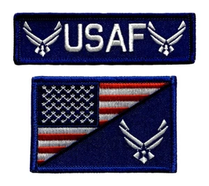 USA American Flag Air Force USAF Patch (2PC Hook Fastener - YEN1-YN1) - Picture 1 of 1