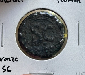 Ancient Roman Rome Bronze Coin - "SC" bg - Picture 1 of 2