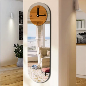 Minimalist 3D Wall Clock Unique Vertical Home Decor Mirrored Wall Hanging Clock - Picture 1 of 14