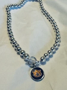 Auburn Tigers AU Silver Tone Round  Beaded Necklace Jewelry NEW - Picture 1 of 2