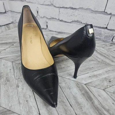 Ivanka Trump Black Leather Heels Pumps Shoes Stiletto Womens 7.5 NEEDS HEEL REPA - Image 1 of 4