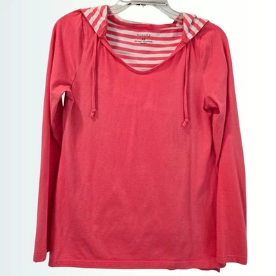 Vintage Sonoma Hoodie Sz XS Long Sleeve Striped V-Neck Pullover Top Coral Beachy - Image 1 of 4
