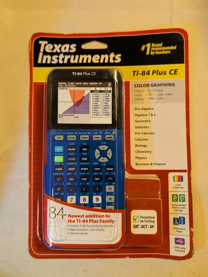 Texas Instruments TI-84 Plus CE Color Graphing Calculator Blue – New Sealed - Image 1 of 3
