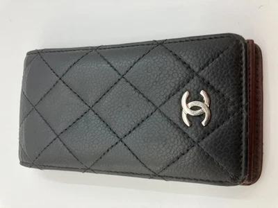 Funda Teléfono Chanel Piel Caviar Negra 12.8×6.8×1.5cm Cuero Acolchado con Se... Foto 1 de 4
