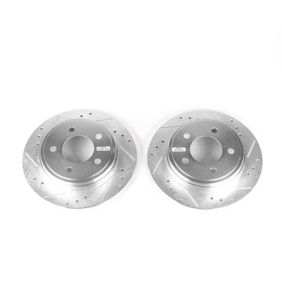 Par de rotores ranurados perforados PowerStop Evolution traseros para Chrysler Concorde Foto 1 de 3
