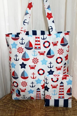 Einkaufstasche mit Hülle Stofftasche Beutel Shopper Baumwolltasche selbst genäht - Bild 1 von 4