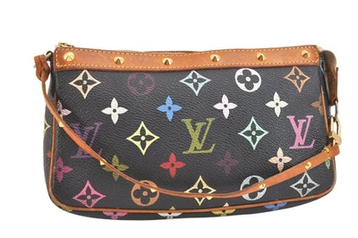 Bolsa Louis Vuitton monograma multicolorida pochete acessórios M92648 preta 4546N - Imagem 1 de 4