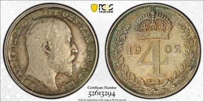 Great Britain, 1902 Edward VII 4D Four Pence, PCGS PR 63. Matte. - Image 1 of 3