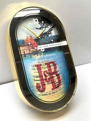 J&B Scotch Whisky Bar Man Cave Advertising Wall Clock Sign Brass Glass 16" - Image 1 of 4