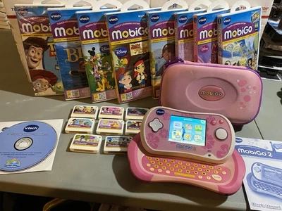 VTech MobiGo 2 ~ Touch Handheld Game System Pink/Purple with Case & 8 Games! - Image 1 of 4