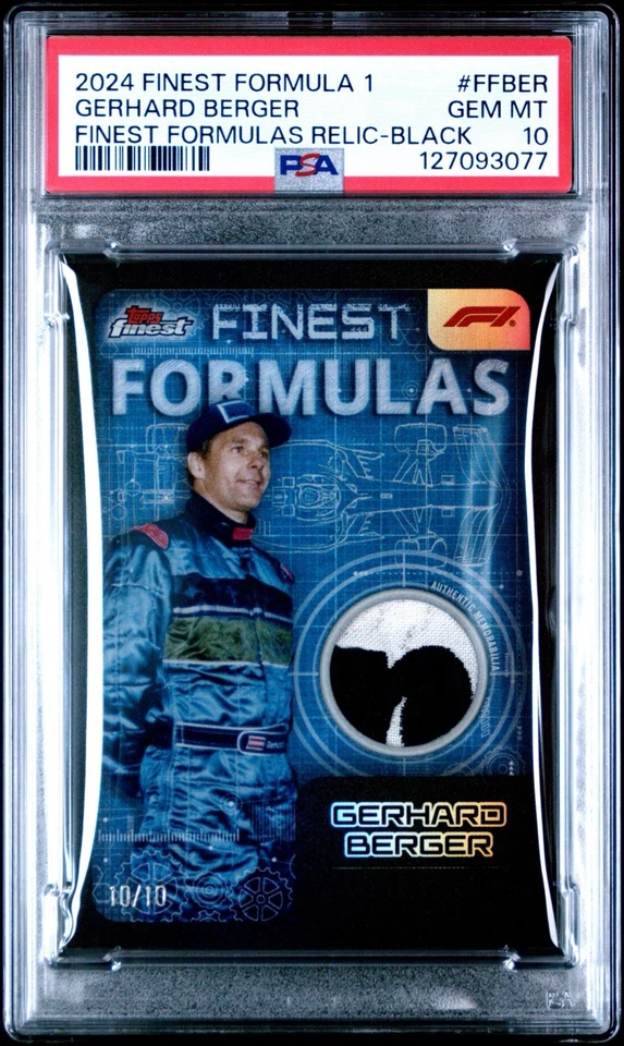 2024 TOPPS FINEST FORMULA 1 GERHARD BERGER FORMULAS BLACK PATCH /10 PSA 10 POP 1 - Image 1 of 3