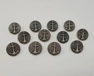 12 pcs Anchor Nautical Silver Molded Plastic Craft Sewing Shank Buttons 15mm VTG - Picture 1 of 3