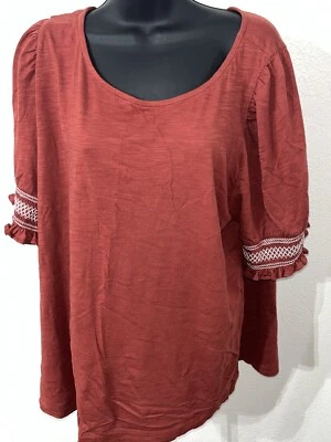 Cato красный короткий рукав блузка женщин 18/20 крестьянин богемное - Изображение 1 из 4