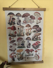 Vintage Mushroom Linen Poster Wall Hanging Retro Boho