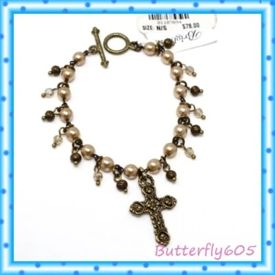 Brighton Isabella Cross Beaded Retired Toggle Bracelet NWT $78 - Image 1 of 3