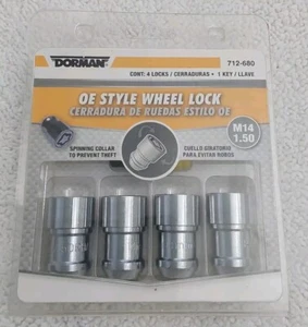 Dorman 712-680 OE Style Wheel Lock M14 1.50 4 Locks 1 Key Spinning Collar Chrome - Picture 1 of 2