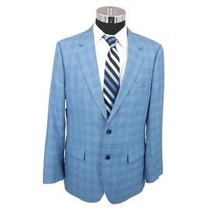 Alan Flusser Blazer Mens 40R Blue Plaid Sports Coat Jacket 2 Buttons Vented - Picture 1 of 17