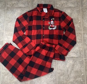 Disney Store Plaid Embroidered Mickey Mouse Christmas  PJ Pajamas size 5 / 6 - Picture 1 of 4