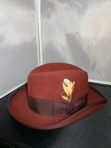 Designer Collection 100% Wool Burgundy Godfather Fedora Style Hat Medium - Picture 1 of 7