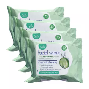 SPA Facial Wipes With Cucumber Extract and Pro Vitamin B5 Makeup Mascara Remover - Picture 1 of 10