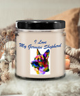 German Shepherd Candle Vanilla 9 oz Hand Poured Black Lid 3" Wide and 3.5" High