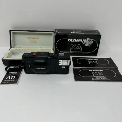 Olympus XA 35mm Rangefinder Film Camera W/Box + A11 Flash: From Japan: Untested - Image 1 of 4
