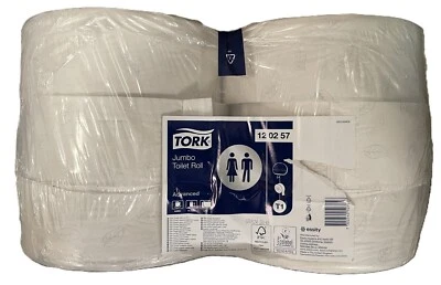 (6 Rolls) Tork 120257 Recycled T1 Jumbo Toilet 2-Ply White Paper (VAT Invoice)