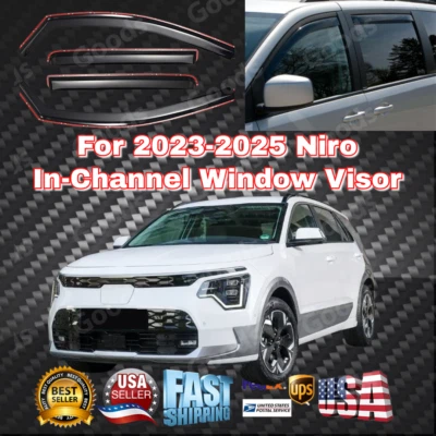 Para Niro 2023-2025 Viseras de ventilación de ventana en canal Protectores solares para lluvia Protectores contra la intemperie Foto 1 de 4