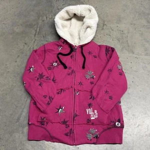 Vintage Volcom Sherpa Lined Zip Up Hoodie Womens S Y2K Skate Surf Cybergrunge - Picture 1 of 5