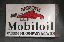 Flaggenschild Emailschild  - Mobiloil / Gargoyle &ndash; Vacuum Oil Compay "WIEN"