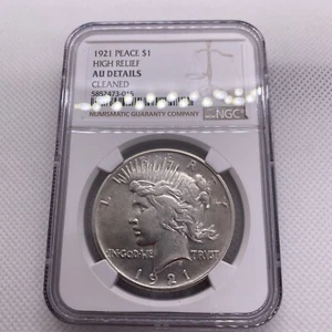 Dólar de la Paz 1921 Clasificado NGC Detalles AU Hermoso Dólar de Plata RARO Fecha Clave - Imagen 1 de 7