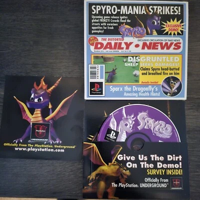 Disco de demostración PS1 Spyro The Dragon 1998 Playstation Underground Mailer en caja original con manual Foto 1 de 3