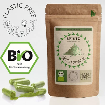 Bio Gerstengras Kapseln 450mg pro Kapsel - 210 Stück - Bio Gerstengraspulver  - Bild 1 von 4