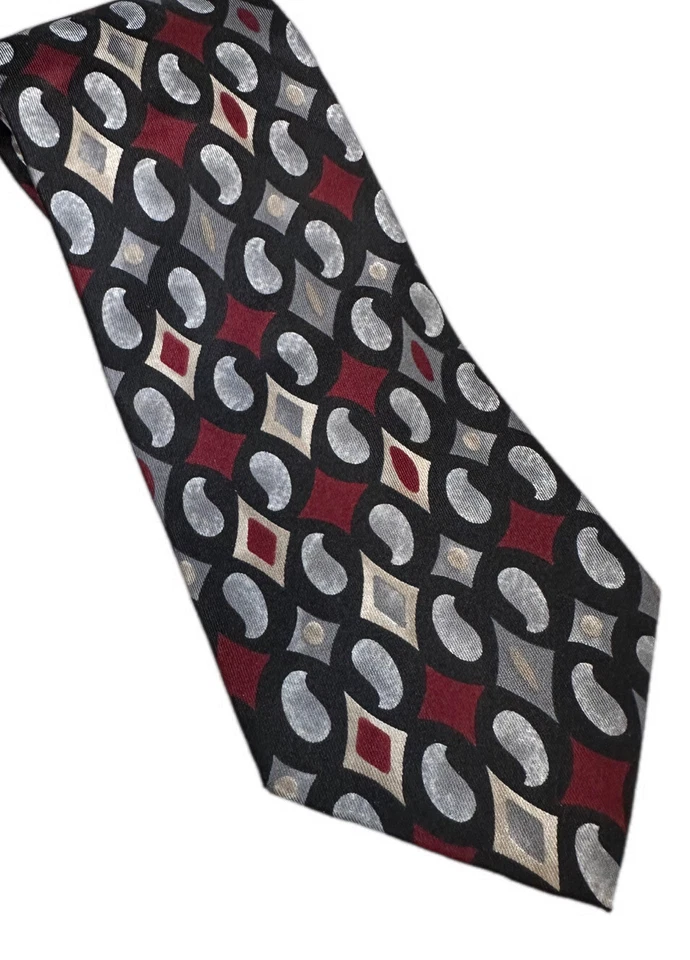 Corbata Gianfranco Ruffini 100 % seda cachemira granate azul beige 60”x4” Foto 1 de 3