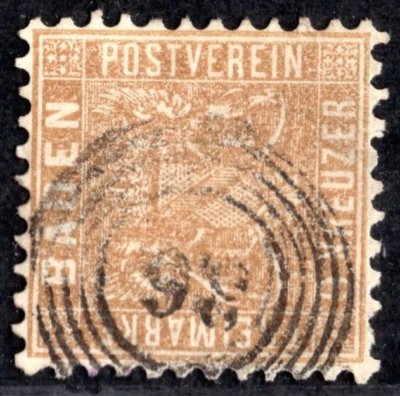 GERMANY BAVARIA 1862 SCOTT #17b NINE KR BISTER COLOR NEAT PERFS & CANCEL - Image 1 of 2