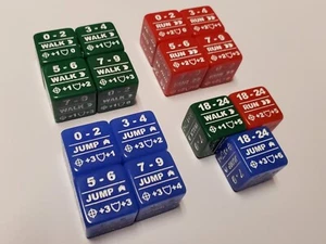 15x Battletech Movement Dice / Color Coded Walk Run Jump Movement Modifier Dice - Picture 1 of 4